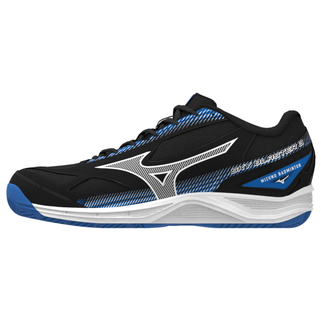 Mizuno Sky Blaster 3 Unisex Badminton Shoes Black White Peace Blue SPORTSSHOP SG