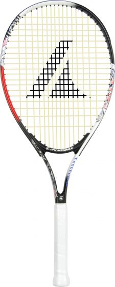 the ProKennex Ace 25 junior tennis racket is recommended for starting juniors. It is highly maneuverable and controllable and has a more compact 95in2 (615cm2) head that is great for practicing serves and other skills on the court.